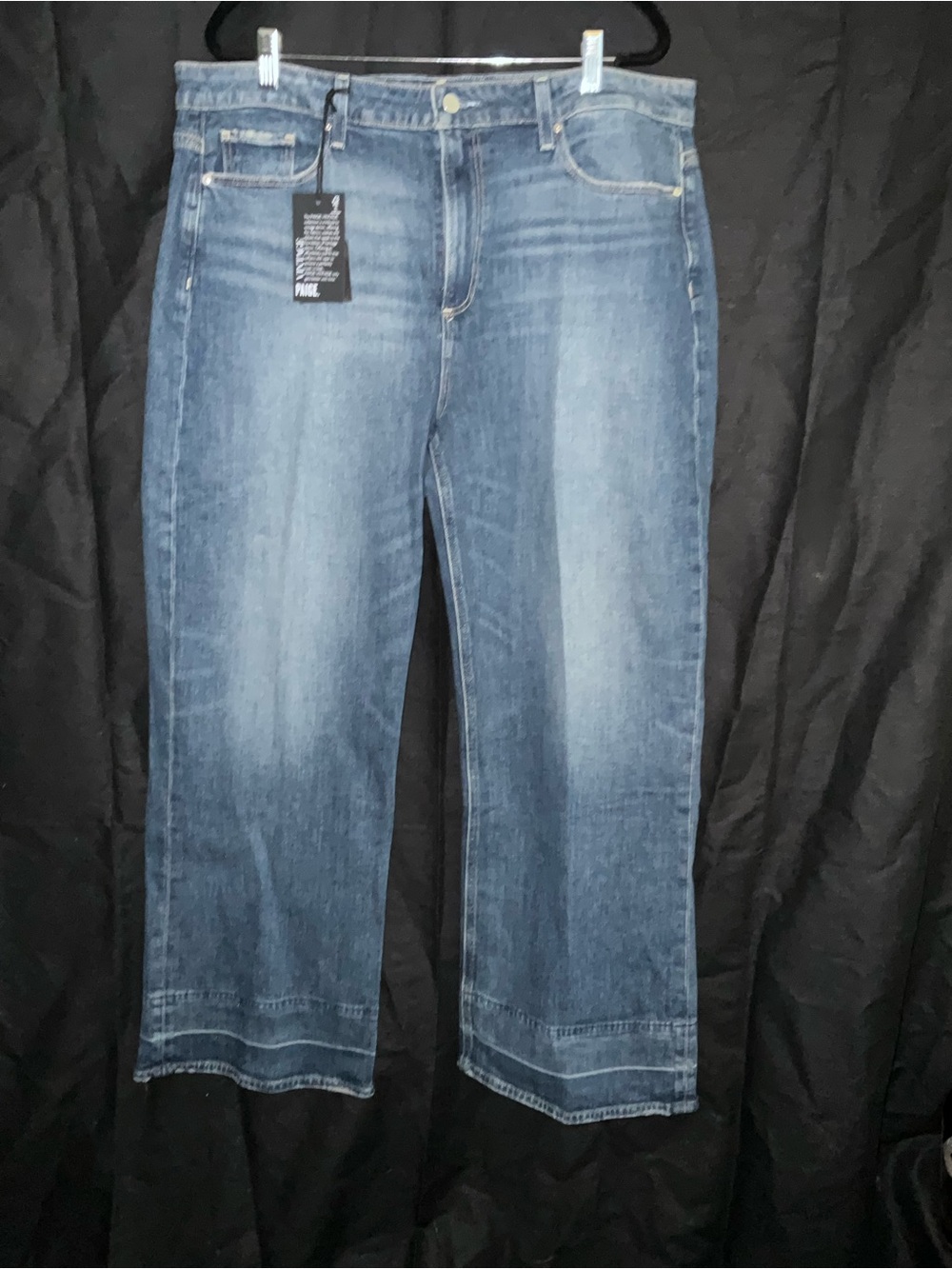 PAIGE Wide Leg Jeans in Medium Blue Wash